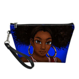 African Girls Black Art Makeup Pouch Ladies Portable Cosmetic Cases