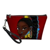 African Girls Black Art Makeup Pouch Ladies Portable Cosmetic Cases