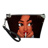 African Girls Black Art Makeup Pouch Ladies Portable Cosmetic Cases
