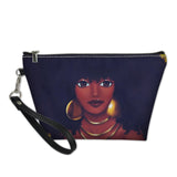 African Girls Black Art Makeup Pouch Ladies Portable Cosmetic Cases