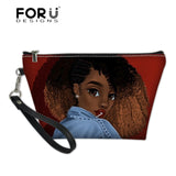 African Girls Black Art Makeup Pouch Ladies Portable Cosmetic Cases