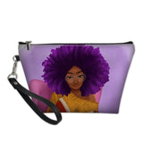 African Girls Black Art Makeup Pouch Ladies Portable Cosmetic Cases