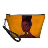African Girls Black Art Makeup Pouch Ladies Portable Cosmetic Cases