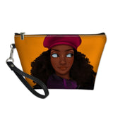 African Girls Black Art Makeup Pouch Ladies Portable Cosmetic Cases