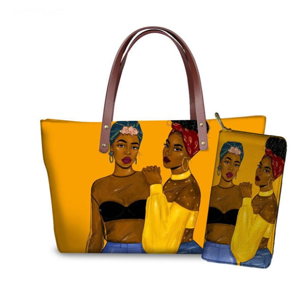 Handbag Black Afro Girls Printing Handbags