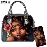 Black Art African Hand Bag Wallet 2Set