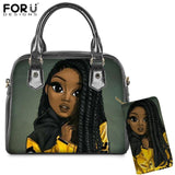 Black Art African Hand Bag Wallet 2Set