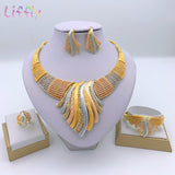 Multicolor  Crystal Dubai Gold Jewelry Sets for Women Necklace Earrings