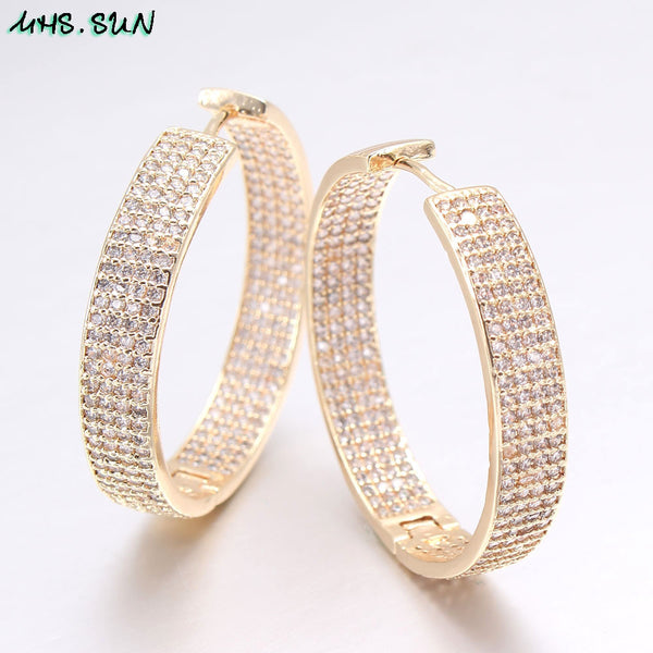 Hoop Earrings Cubic Zircon Micro Paved