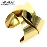 Warp Surface Alloy Opened Cuff Bangles Bracelets