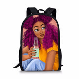 Fashion Black Queen African American Girls Printing School bag Set