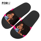 Black Art African Girl Printing Slide Slipper