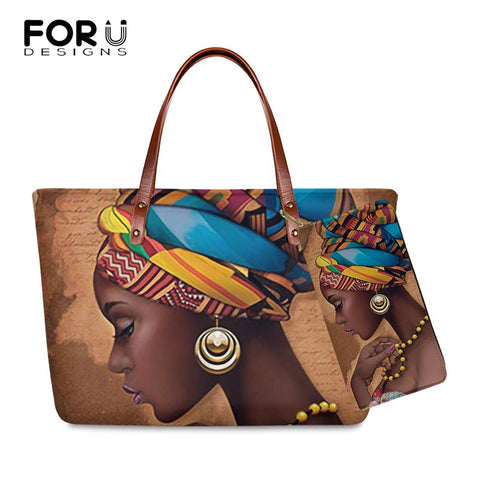 FORUDESIGNS Women Bags for Black Art African Girls Design Luxury Handbag&Purse Set Ladies Top-Handle Bags Females Beach Bag 2019