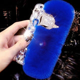 Big diamond Real rabbit fur case For Samsung S20 Ultra S10 S9 S8 Plus Note20 Ultra Note 10 Plus Top quality Luxury bling Case