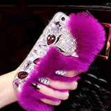 Big diamond Real rabbit fur case For Samsung S20 Ultra S10 S9 S8 Plus Note20 Ultra Note 10 Plus Top quality Luxury bling Case