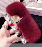 Big diamond Real rabbit fur case For Samsung S20 Ultra S10 S9 S8 Plus Note20 Ultra Note 10 Plus Top quality Luxury bling Case