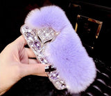 Big diamond Real rabbit fur case For Samsung S20 Ultra S10 S9 S8 Plus Note20 Ultra Note 10 Plus Top quality Luxury bling Case