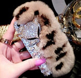 Big diamond Real rabbit fur case For Samsung S20 Ultra S10 S9 S8 Plus Note20 Ultra Note 10 Plus Top quality Luxury bling Case