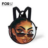 FORUDESIGNS Queen School Bags for Girls Boys Black Girls Magic Melanin Poppin Pattern Kids Backpacks Cute Round Bag