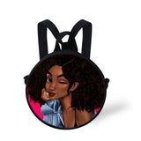 FORUDESIGNS Queen School Bags for Girls Boys Black Girls Magic Melanin Poppin Pattern Kids Backpacks Cute Round Bag
