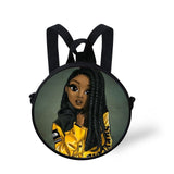 FORUDESIGNS Queen School Bags for Girls Boys Black Girls Magic Melanin Poppin Pattern Kids Backpacks Cute Round Bag