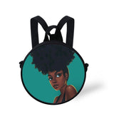 FORUDESIGNS Queen School Bags for Girls Boys Black Girls Magic Melanin Poppin Pattern Kids Backpacks Cute Round Bag