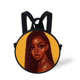 FORUDESIGNS Queen School Bags for Girls Boys Black Girls Magic Melanin Poppin Pattern Kids Backpacks Cute Round Bag
