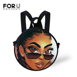 FORUDESIGNS Queen School Bags for Girls Boys Black Girls Magic Melanin Poppin Pattern Kids Backpacks Cute Round Bag