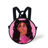 FORUDESIGNS Queen School Bags for Girls Boys Black Girls Magic Melanin Poppin Pattern Kids Backpacks Cute Round Bag
