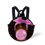 FORUDESIGNS Queen School Bags for Girls Boys Black Girls Magic Melanin Poppin Pattern Kids Backpacks Cute Round Bag