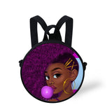 FORUDESIGNS Queen School Bags for Girls Boys Black Girls Magic Melanin Poppin Pattern Kids Backpacks Cute Round Bag