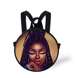 FORUDESIGNS Queen School Bags for Girls Boys Black Girls Magic Melanin Poppin Pattern Kids Backpacks Cute Round Bag