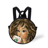 FORUDESIGNS Queen School Bags for Girls Boys Black Girls Magic Melanin Poppin Pattern Kids Backpacks Cute Round Bag