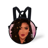 FORUDESIGNS Queen School Bags for Girls Boys Black Girls Magic Melanin Poppin Pattern Kids Backpacks Cute Round Bag