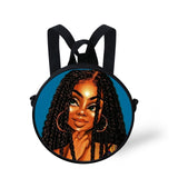 FORUDESIGNS Queen School Bags for Girls Boys Black Girls Magic Melanin Poppin Pattern Kids Backpacks Cute Round Bag