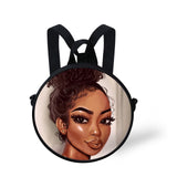 FORUDESIGNS Queen School Bags for Girls Boys Black Girls Magic Melanin Poppin Pattern Kids Backpacks Cute Round Bag