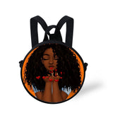 FORUDESIGNS Queen School Bags for Girls Boys Black Girls Magic Melanin Poppin Pattern Kids Backpacks Cute Round Bag
