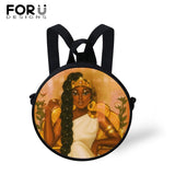 FORUDESIGNS Queen School Bags for Girls Boys Black Girls Magic Melanin Poppin Pattern Kids Backpacks Cute Round Bag