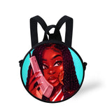 FORUDESIGNS Queen School Bags for Girls Boys Black Girls Magic Melanin Poppin Pattern Kids Backpacks Cute Round Bag