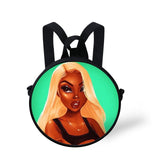 FORUDESIGNS Queen School Bags for Girls Boys Black Girls Magic Melanin Poppin Pattern Kids Backpacks Cute Round Bag