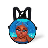 FORUDESIGNS Queen School Bags for Girls Boys Black Girls Magic Melanin Poppin Pattern Kids Backpacks Cute Round Bag