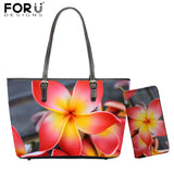 FORUDESIGNS New Fashion Flower Style Bags for Women 3D Beauty Plumeria Pattern PU Handbags Zipper Waterproof Shoulder Bag Purses
