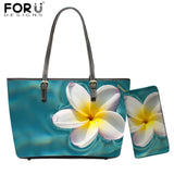 FORUDESIGNS New Fashion Flower Style Bags for Women 3D Beauty Plumeria Pattern PU Handbags Zipper Waterproof Shoulder Bag Purses