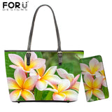FORUDESIGNS New Fashion Flower Style Bags for Women 3D Beauty Plumeria Pattern PU Handbags Zipper Waterproof Shoulder Bag Purses
