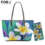 FORUDESIGNS New Fashion Flower Style Bags for Women 3D Beauty Plumeria Pattern PU Handbags Zipper Waterproof Shoulder Bag Purses