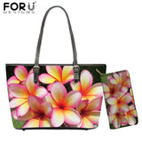 FORUDESIGNS New Fashion Flower Style Bags for Women 3D Beauty Plumeria Pattern PU Handbags Zipper Waterproof Shoulder Bag Purses