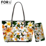 FORUDESIGNS New Fashion Flower Style Bags for Women 3D Beauty Plumeria Pattern PU Handbags Zipper Waterproof Shoulder Bag Purses