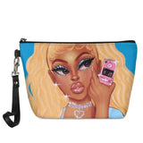 FORUDESIGNS Cute Make Up Bags afro girls Melanin Poppin pattern Cosmetic Cases Ladies Makeup Pouch Females Cosmetic Bags 2021