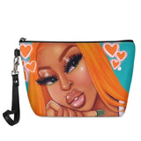 FORUDESIGNS Cute Make Up Bags afro girls Melanin Poppin pattern Cosmetic Cases Ladies Makeup Pouch Females Cosmetic Bags 2021