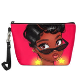 FORUDESIGNS Cute Make Up Bags afro girls Melanin Poppin pattern Cosmetic Cases Ladies Makeup Pouch Females Cosmetic Bags 2021